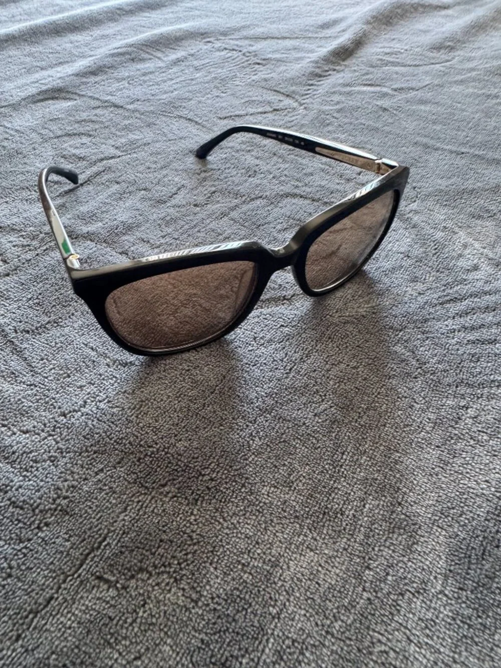 J Crew Black Square Sunglasses Gold Metal Temple Accents